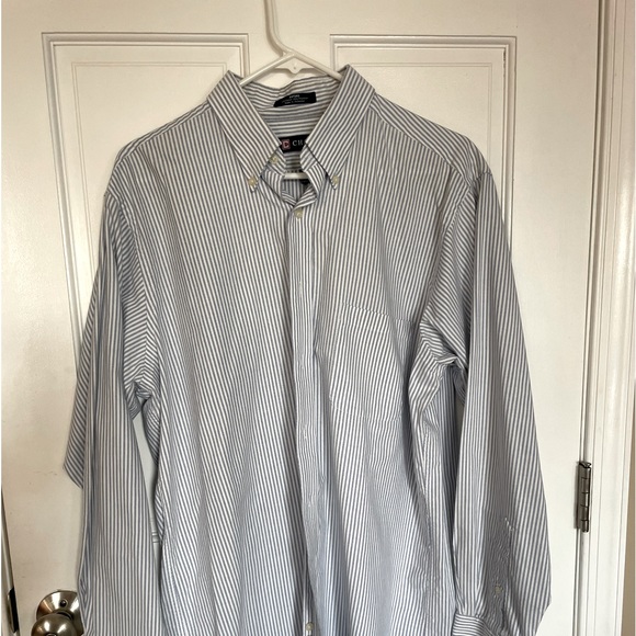 Chaps Oxford men’s shirt. White with blue stripes. - Picture 1 of 4